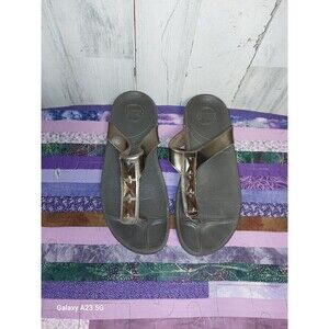 FitFlop Women's Brown Bronze Beaded Thong Sandals US 10 Jeweled 051-012 Pietra